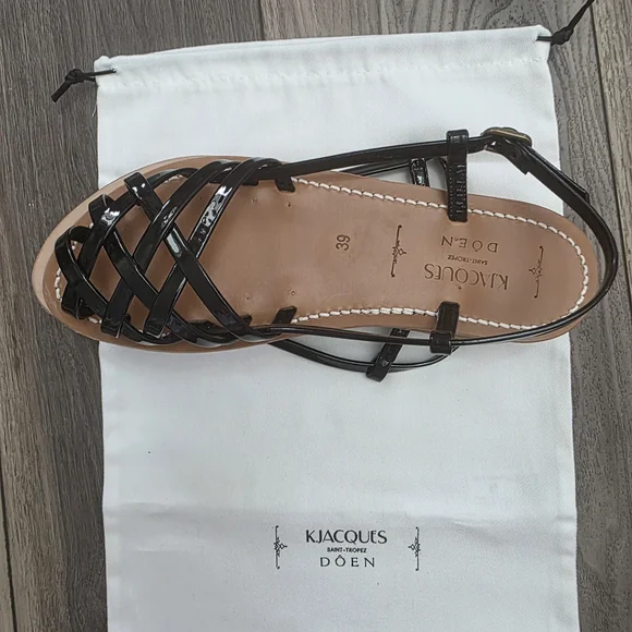 NWT Dôen K.Jacques Handmade Black Leather Sandals - Picture 8 of 16